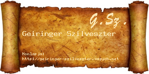 Geiringer Szilveszter névjegykártya